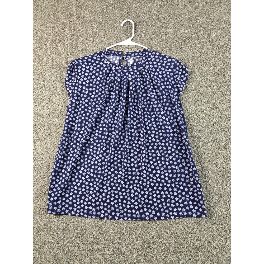 Elle Blouse‎ Womens Large Blue Excellent Floral Summer Cottage Core Top